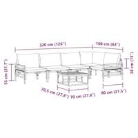 Tuinbankenset met kussen 6 pcs Zwart Staal - thumbnail
