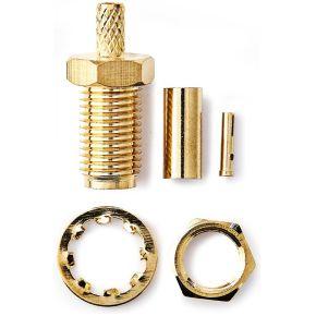 SMA-Connector | Recht | Female | Verguld | 50 Ohm | Krimp | Diameter kabelinvoer: 2.55 mm | Metaal | Goud | 2 Stuks