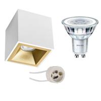 Philips CorePro Opbouwspot Set - Vierkant - Dimbaar - Mat Wit/Goud - 2700K - thumbnail