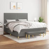 Boxspring met matras stof donkergrijs 180x200 cm - thumbnail