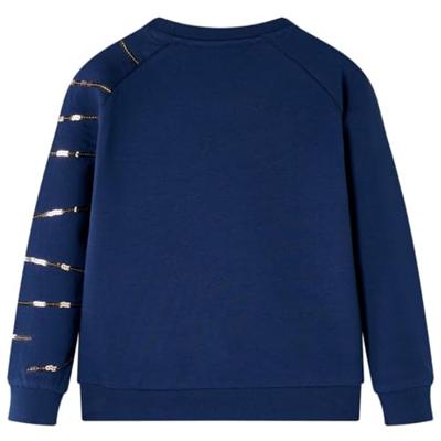 Kindertrui met kat van pailletten 92 marineblauw