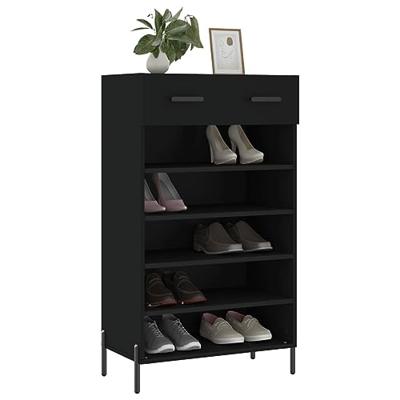 Schoenenkast 60x35x105 cm bewerkt hout zwart
