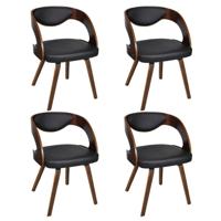 Eetkamerstoelen 4 st gebogen hout en kunstleer bruin - thumbnail