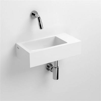 Fontein Clou Flush 3 36x18x9cm Mineraal Marmer Glans Wit (Met Voorbewerkt Kraangat Rechts) Fontein Clou Flush 3 36x18x9cm Mineraal Marmer Glans Wit (Met Voorbewerkt Kraangat Rechts)