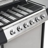 VidaXL Gasbarbecue met 6 kookzones roestvrij staal zilverkleurig - thumbnail