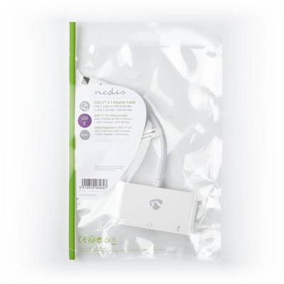USB-C-Adapterkabel | Type-C Male - USB-A Female + Type-C Female + VGA Female | 0,2 m | Wit