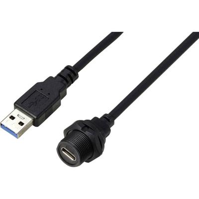 TRU COMPONENTS TC-E10T-FT3-PWF/MU3-NWA-0.5PV-S TC-13543604 USB-C 3.0-bus naar stekker IP67 (schroefdraad) kabel 0,5 m. Waterdichte kunststof kabel 1 stuk(s)