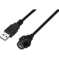 TRU COMPONENTS TC-E10T-FT3-PWF/MU3-NWA-0.5PV-S TC-13543604 USB-C 3.0-bus naar stekker IP67 (schroefdraad) kabel 0,5 m. Waterdichte kunststof kabel 1 stuk(s) - thumbnail