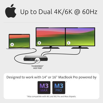 Kensington SD5760T ThunderboltTM 4 Dual 4K Docking Station met 96W Power Delivery - thumbnail