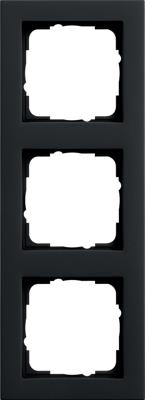 Gira E2 afdekraam mat zwart 3-voudig 021309