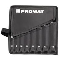 Promat/Tecwerk Ring-steeksleutelset | 8 delig sleutelwijdte 8-19 mm | model A chroom-vanadiumstaal | in roltas - 4000823723 - thumbnail