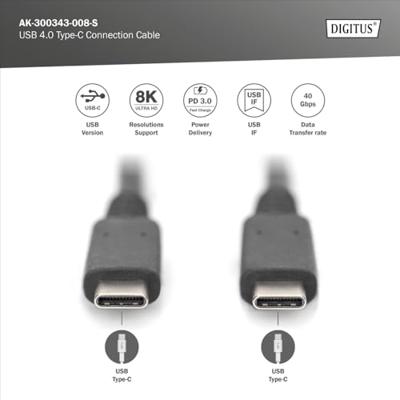 Digitus USB-kabel USB 3.2 Gen2 (USB 3.1 Gen2), USB 3.2 Gen2x2, USB 3.2 Gen1 (USB 3.0 / USB 3.1 Gen1) USB-C, USB-C stekker 0.80 m Zwart Flexibel, Afgeschermd, Digitus USB-kabel USB 3.2 Gen2 (USB 3.1 Gen2), USB 3.2 Gen2x2, USB 3.2 Gen1 (USB 3.0 / USB 3.1 Gen1) USB-C, USB-C stekker 0.80 m Zwart Flexibel, Afgeschermd,