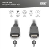 Digitus USB-kabel USB 3.2 Gen2 (USB 3.1 Gen2), USB 3.2 Gen2x2, USB 3.2 Gen1 (USB 3.0 / USB 3.1 Gen1) USB-C, USB-C stekker 0.80 m Zwart Flexibel, Afgeschermd, - thumbnail