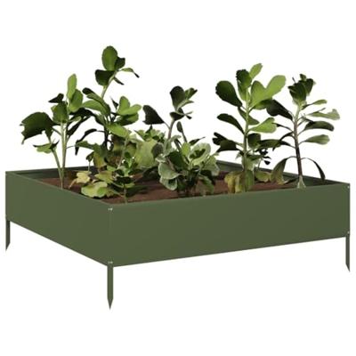 Plantenbak verhoogd 100x100x33,5 cm staal olijfgroen Plantenbak verhoogd 100x100x33,5 cm staal olijfgroen