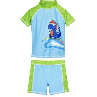 Playshoes tweedelige zwemsuit Dino Blauw Groen-74-80