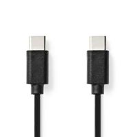 Nedis USB-Kabel | USB 2.0 | USB-C Male | USB-C Male | 60 W | 480 Mbps | Vernikkeld | 1.00 m | Rond | PVC | Zwart | Label - CCGL60700BK10 - thumbnail