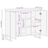 Dressoir 90x34x75 cm massief mangohout bruin - thumbnail