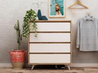 Commode TUVERA 4 lades eik/wit - thumbnail