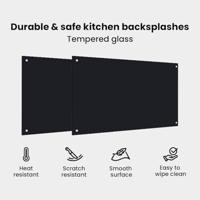 VidaXL Keuken spatscherm 2 pcs zwart 100 x 60 cm gehard glas - thumbnail