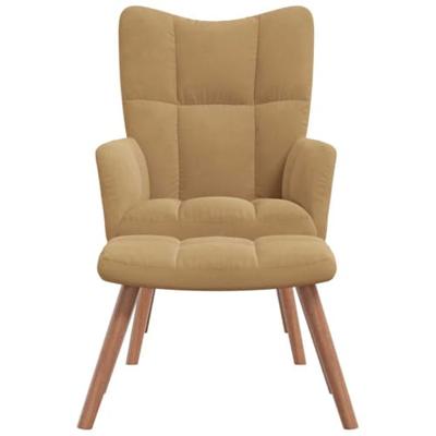 Relaxstoel met voetenbank fluweel bruin