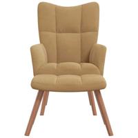 Relaxstoel met voetenbank fluweel bruin - thumbnail