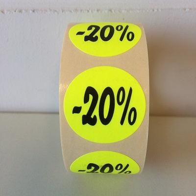 Etiket fluor geel 27mm -20% 500/rol - 30 stuks