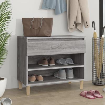 VidaXL Schoenenkast 70x36x60 cm bewerkt hout sonoma grijs VidaXL Schoenenkast 70x36x60 cm bewerkt hout sonoma grijs