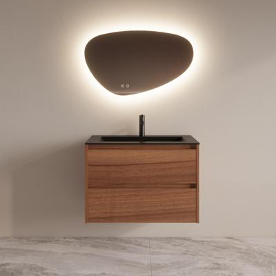 Badmeubelset BWS Riga Met Asia Wastafel Mat Zwart 80 cm Walnoot Boss & Wessing