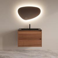 Badmeubelset BWS Riga Met Asia Wastafel Mat Zwart 80 cm Walnoot Boss & Wessing - thumbnail