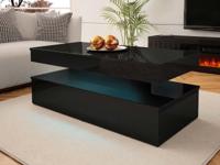 Rechthoekige salontafel LESSIE glanzend zwart - thumbnail