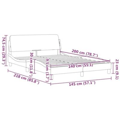 Bedframe met hoofdbord kunstleer zwart en wit 140x200 cm