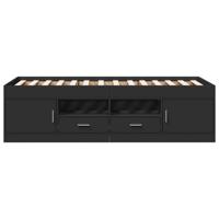 Slaapbank met lades zonder matras 100x200 cm zwart - thumbnail