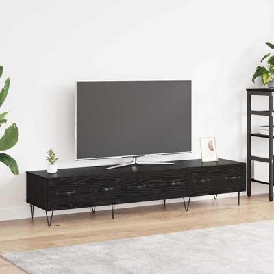 TV-kast met lade Zwart eiken 150 x 36 x 30 cm Bewerkt hout
