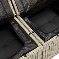 7-delige Loungeset met kussens poly rattan lichtgrijs - thumbnail