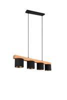 Trio HanglampCameron 4-lichts zwart met houtbruin - R30654002 - thumbnail