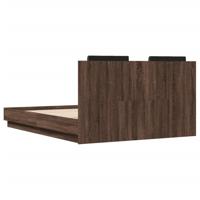 Bedframe met hoofdeinde en LED bruin eikenkleur 135x190 cm - thumbnail