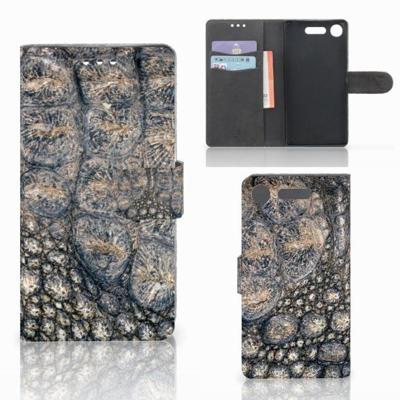 Sony Xperia XZ1 | Telefoonhoesje | Met pasjeshouder | Krokodillenprint
