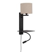 its about RoMi Wandlamp 'Florence' Met stoffen kap en leeslamp, kleur Beige - thumbnail