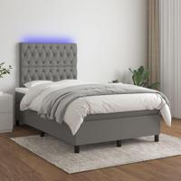 Boxspring met matras en LED stof donkergrijs 120x200 cm - thumbnail