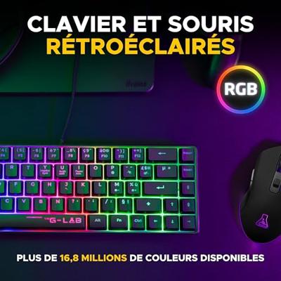 Bedrade gamingtoetsenbord en -muis bundel - THE G-LAB - Hydrogen BKG Combo - AZERTY-toetsenbord - Zwart