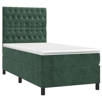 Boxspring met matras en LED fluweel donkergroen 80x200 cm - thumbnail