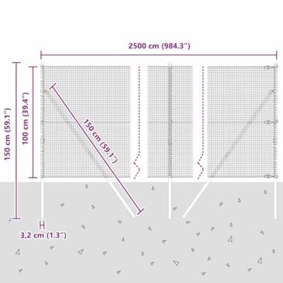 VidaXL Afrasteringspaal zilver 25 x 1 m (19 x 19 mm gaas) staal VidaXL Afrasteringspaal zilver 25 x 1 m (19 x 19 mm gaas) staal