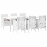 7-delige tuinset met kussens in wit van poly rattan - thumbnail