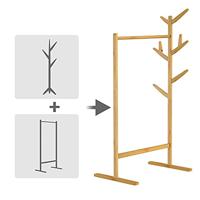 Bamboe kapstok met kapstok en 8 haken - kapstok - bamboehout - thumbnail