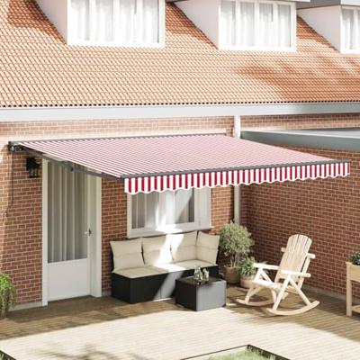 VidaXL Inklapbaar zonnescherm rood en wit 400 × 300 cm