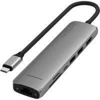 SATECHI Hub USB C 7-in-1 Slim Plus, Adapter Met HDMI 4K, PD-Lading 100W, 2x USB-A, Ethernet, Micro/SD Kaartlezer Voor MacBook En Apparaten Met Type-C Technologie, Ruimtegrijs - thumbnail