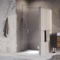 Brauer Void - Nisdeur - 2-Delig - Helder Glas - 120 x 200 cm - Omkeerbaar - met Draaideur 60 cm - Aan Muur - incl. Glascoating - Chroom - thumbnail