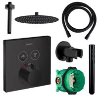Hansgrohe Select Regendoucheset Inbouw Plafonduitloop met Handdouche en Vierkante Plaat Zwart - thumbnail