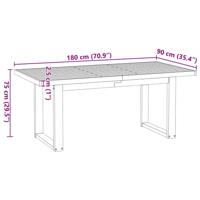 Eettafel NOAIN U-vormige poten 180x90x75 cm massief grenenhout - thumbnail