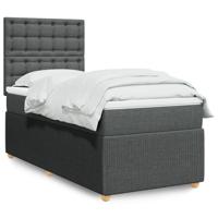 Boxspring met matras stof donkergrijs 140x190 cm - thumbnail